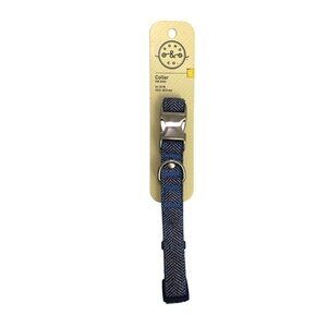 Bond & Co Dog Collar Blue Herringbone Pattern Size M 14”-20”
